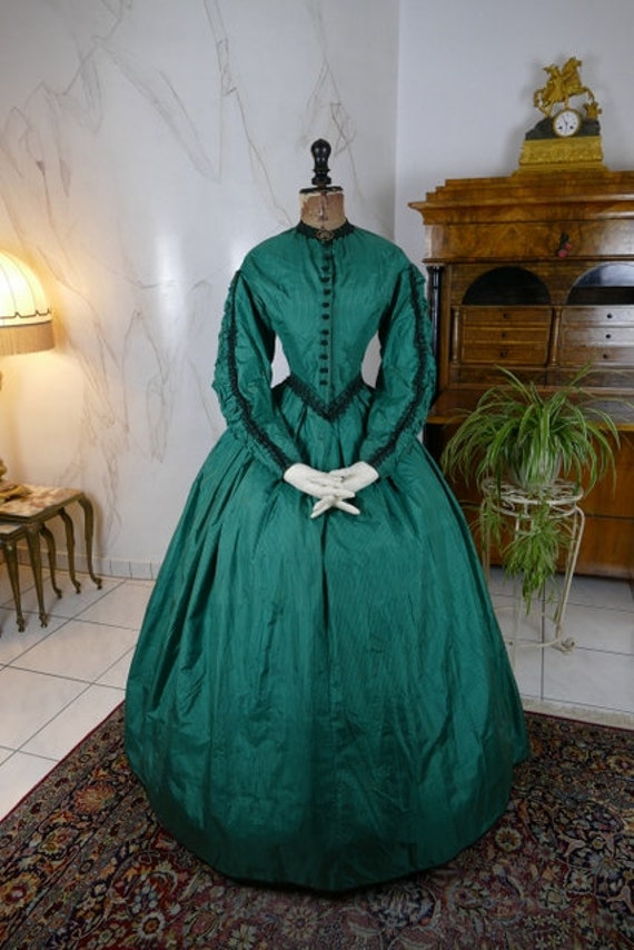 1856 Antique Crinoline Dress, antique gown, Victor