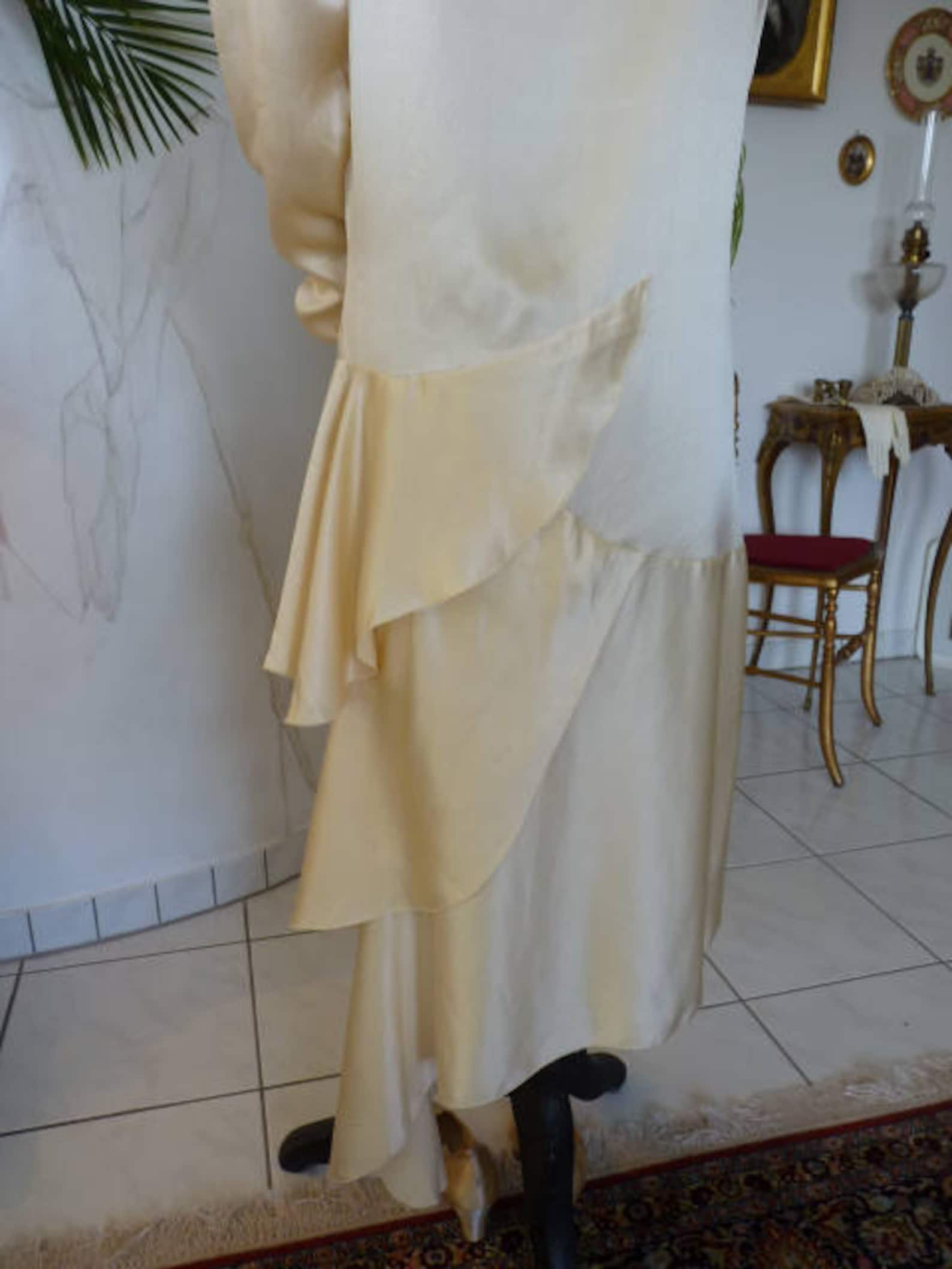 1920s Cream Satin Wedding Dress, Antique Dress, Bridal Gown, 20s ...