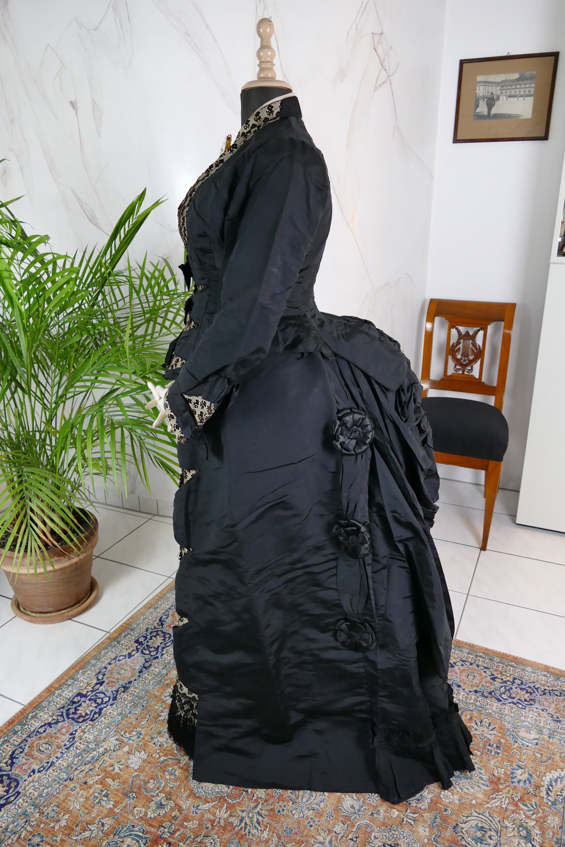 1890s 年代頃 ヴィクトリアン フランス アンティークドレス シルク