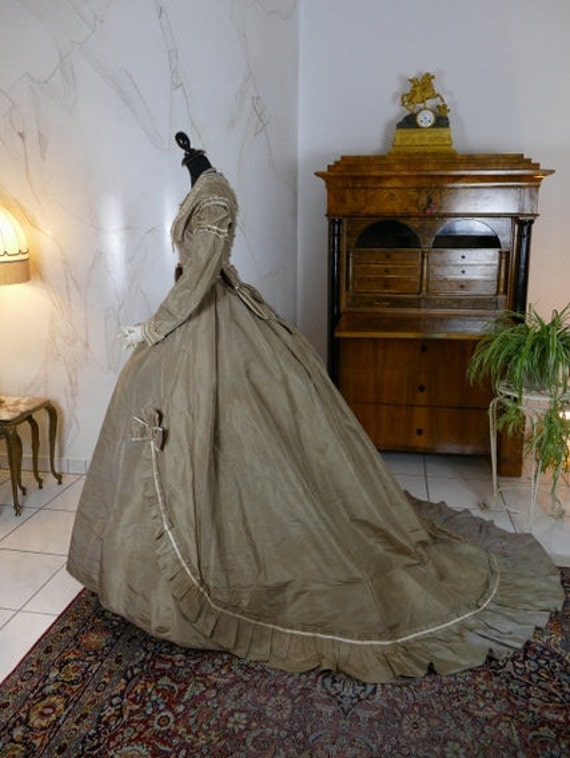 1866 Antique dress, antique gown, crinoline dress,