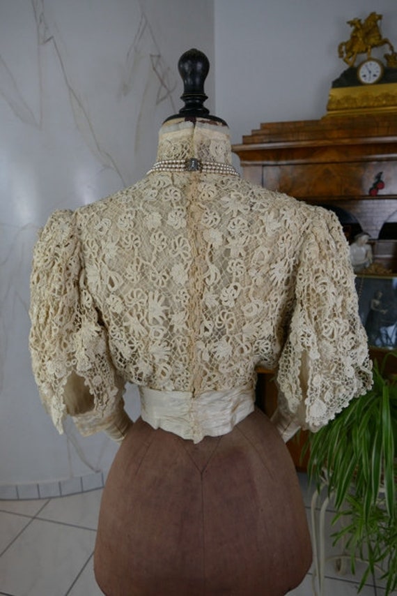 1901 Irish Crochet Lace Blouse, antique blouse, V… - image 7