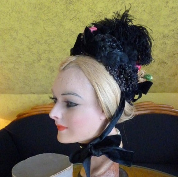 1885 Bonnet, antique bonnet, Victorian Bonnet, ant