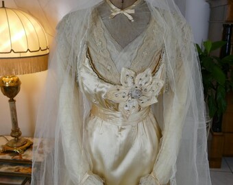 Abito da sposa HUGHES & STARNES del 1915, abito antico, abito antico, abito da sposa, abito da sposa antico, abito edoardiano