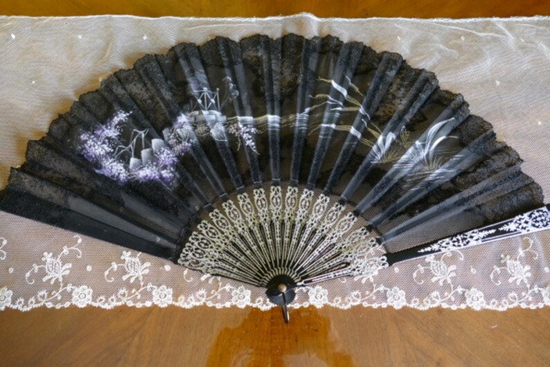 Evening fan Moor Landscape ON SALE 1908 Fan Antique Fan Edwardian Fan