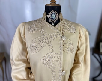 1908 Edwardian Cashmere Wedding Coat, Antique Soutache Trim