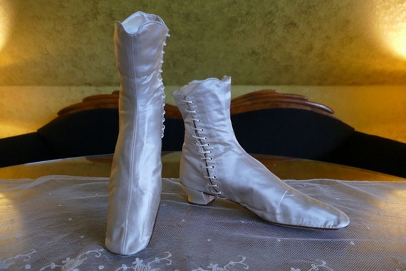 1860 HOBBS Wedding Boots, Boston, antique boots, a