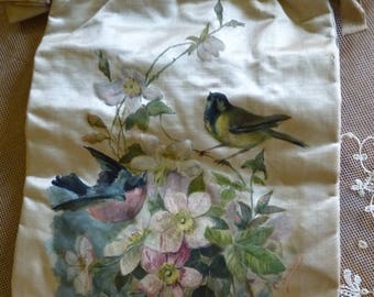1890 Painted Purse, antique purse, antique hand bag, antique pocket