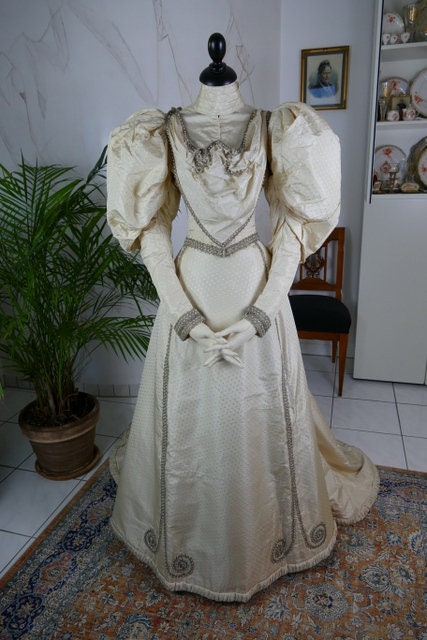 1895 Art Nouveau Wedding Dress Antique 