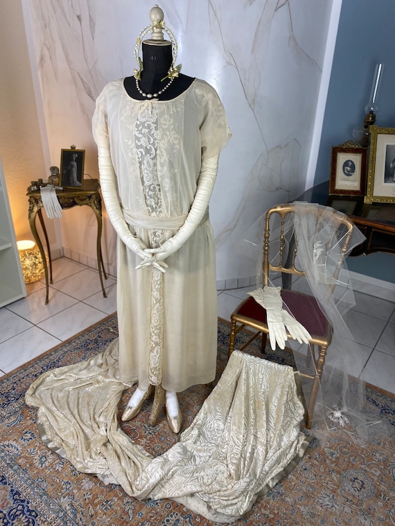 1927 Wedding Dress, antique wedding gown, flapper… - image 1