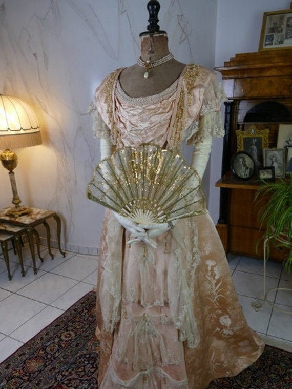 1898 LARUE Ball Gown, Bordeaux-Biarritz, antique … - image 1