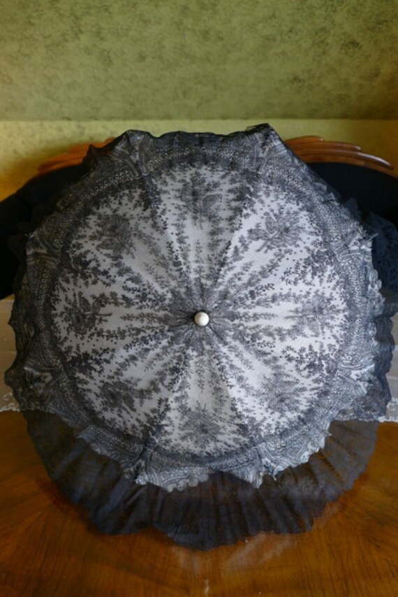 1850 FENSTERER Folding Parasol, Munich, antique pa