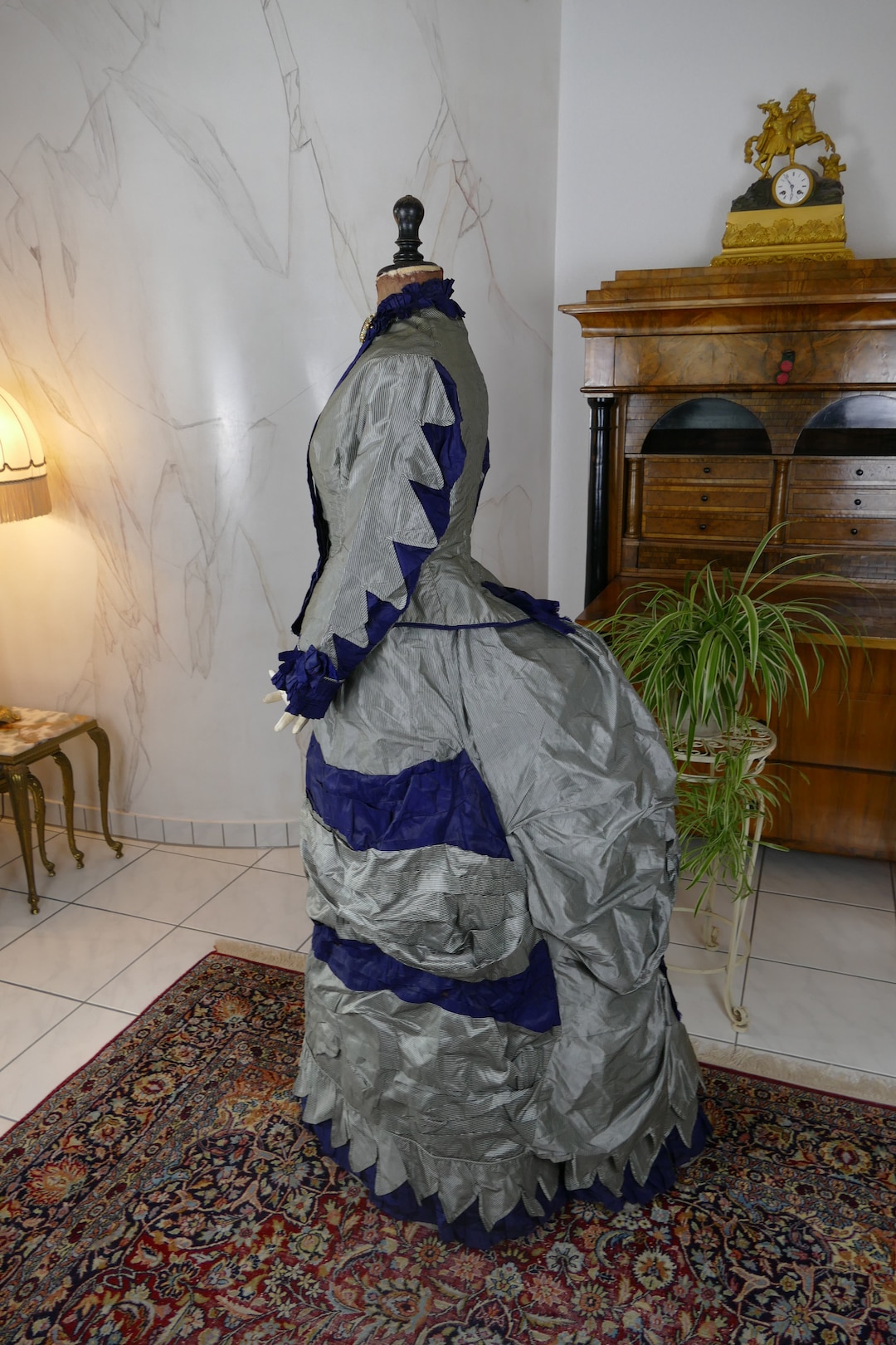 Casual Dresses 19th Century Victorian Dress Blue 1884 Bustle Dress