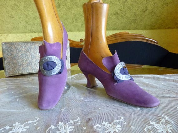 1900 Lavender Shoes, antique Shoes, Edwardian Shoe
