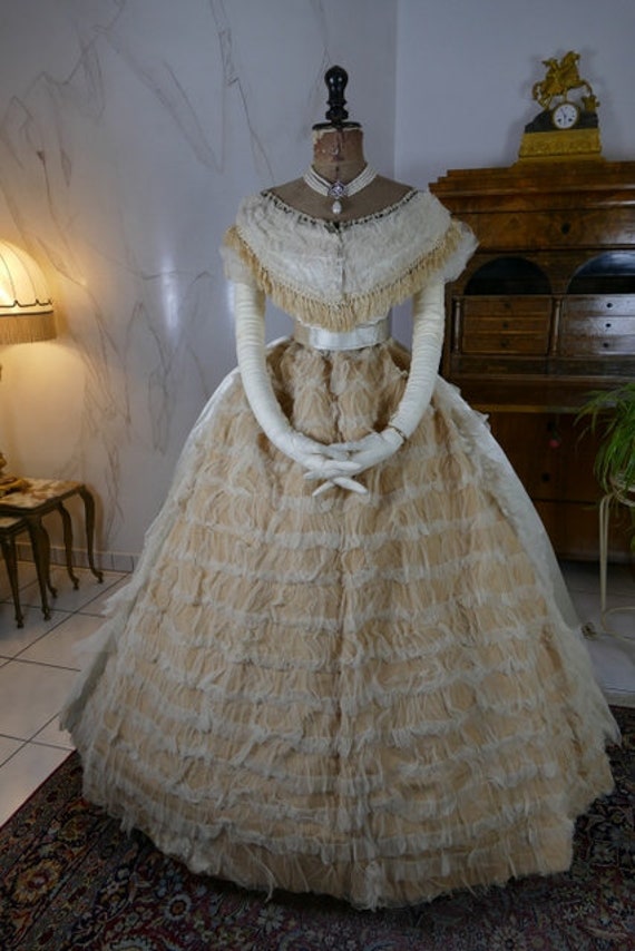 1864 Ball Gown France Antique Dress 