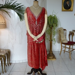 1926 Charles Frederick Worth, House of Worth Dévoré Velvet Evening Dress, Paris, antique Dress, antique Gown