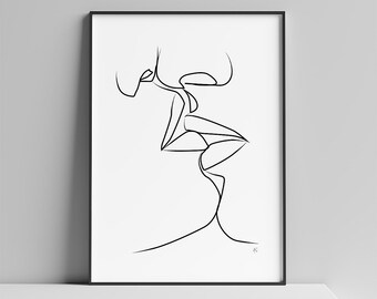 Two People Kissing Etsy