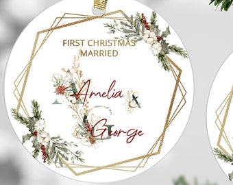 First Christmas Married Ornament, Unique Wedding Gift