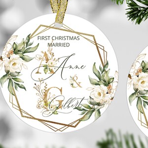 First Christmas Married Ornament, Unique Wedding Gift