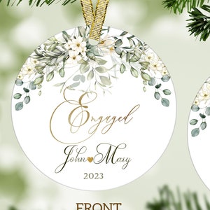 Engaged Gift, Engaged Ornament, Double Sided Print, 4 inches Ornament, Engagement Ornament, Engagement Keepsake, Engagement Party