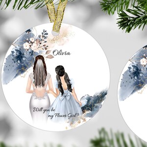 Personalized Flower Girl Proposal Ornament: Double Sided Print, 4 inch