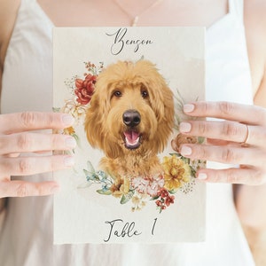 10 copies de numéros de table de mariage avec illustration de votre animal de compagnie, mariage de printemps, décoration de table de mariage, décoration de mariage de printemps