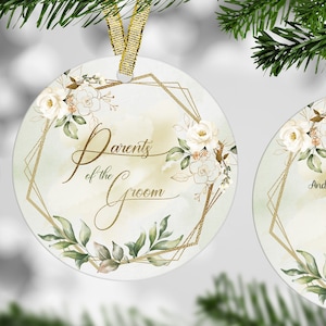 Father in Law Gift, Mother In Law Gift, Wedding Ornament with Parents, Parents Wedding Gift, Parents of the Groom Gift