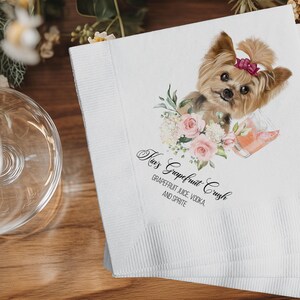 Benutzerdefinierte Haustier-Servietten, Hund-Hochzeit-Servietten, Haustier-Cocktail-Servietten, Hund-Cocktail-Servietten, Katzen-Servietten, Rosa Hochzeit