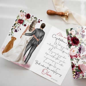 Tarjeta de felicitación de boda, tarjeta de boda de perro, tarjeta de boda de gato