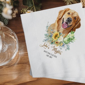 Benutzerdefinierte Haustier-Servietten, Hundehochzeits-Servietten, Haustier-Cocktailservietten, Hunde-Cocktailservietten, Katzenservietten, Sonnenblumenhochzeit