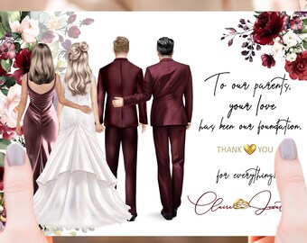 Parents Wedding Gift Card, Burgundy Wedding