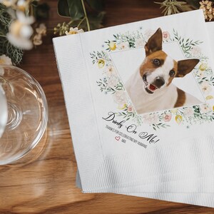 Benutzerdefinierte Haustier-Servietten, Hund-Hochzeit-Servietten, Haustier-Cocktail-Servietten, Hund-Cocktail-Servietten, Katzen-Servietten, Wildblumen Hochzeit