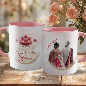 Personalized Indian Wedding Mug: Mr & Mrs Couple Gift