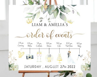 Order Of Events sign, Wedding Day Timeline Sign, Timeline Infographic, Wedding Timeline Sign, Wedding Itinerary Sign, Itinerary Template