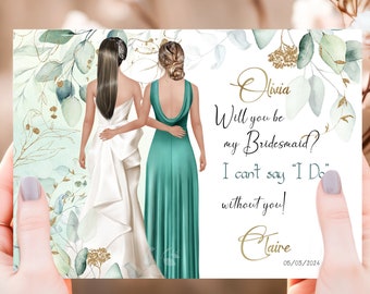 Will you Be my Bridesmaid Proposal Card, Eucalyptus Wedding