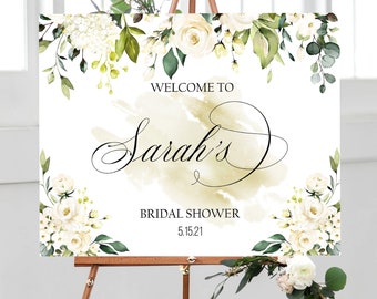 White Roses, Bridal Shower Welcome Sign