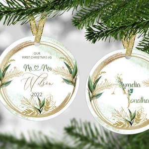 Il nostro primo addobbo natalizio, addobbo Mr e Mrs, addobbo per matrimonio, addobbo Just Married, regalo per sposi novelli, 1° addobbo natalizio