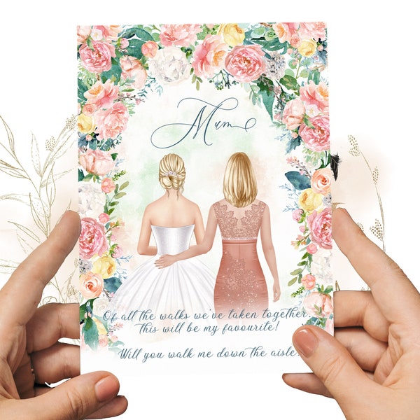 Walk Me Down The Aisle, Mom Wedding Card, Proposal Card, Printable Wedding Card