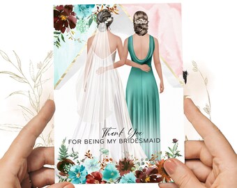 Thank you for being my Bridesmaid Card, Purple Wedding