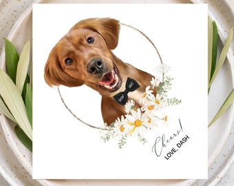 Daisies Dog Cocktail Napkins, Wedding Napkins Personalized, Wedding Decor, Cocktail Napkins, I Do Too, Dog Napkins