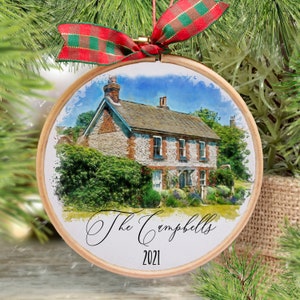 Op maat gemaakt aquarelhuisornament: nieuw huiscadeau, slotcadeau makelaar