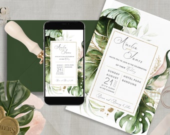 TROPICAL | We Edit, Palm Leaves Wedding Invitation, Tropical Wedding Invitation, Tropical Wedding Decor, Wedding Stationery