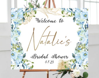 Blue Bridal Shower Welcome Sign