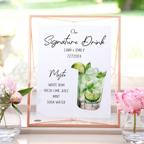 Mojito Signature Drink Sign, Editable Template, Instant Download