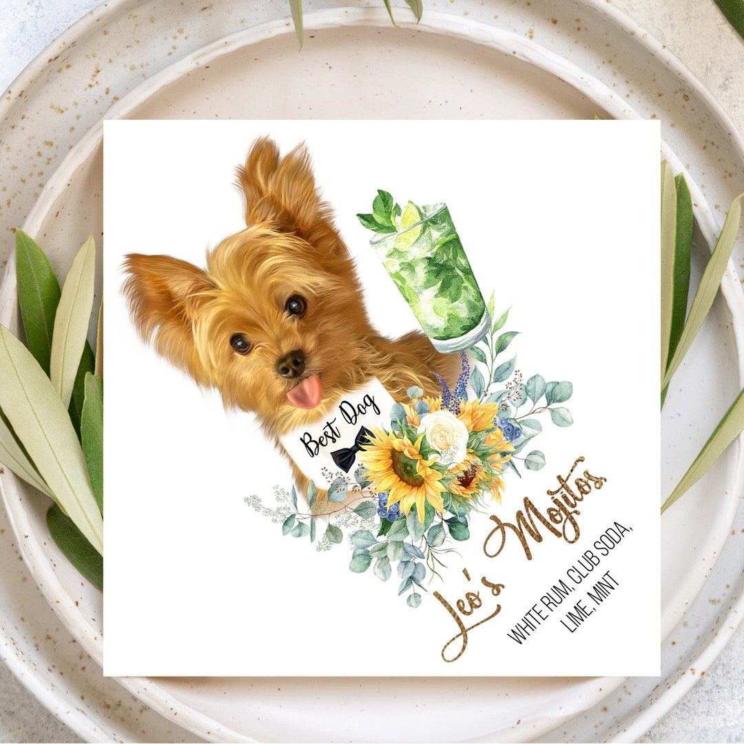 Dog Cocktail Napkins Wedding Napkins Personalized Wedding Etsy