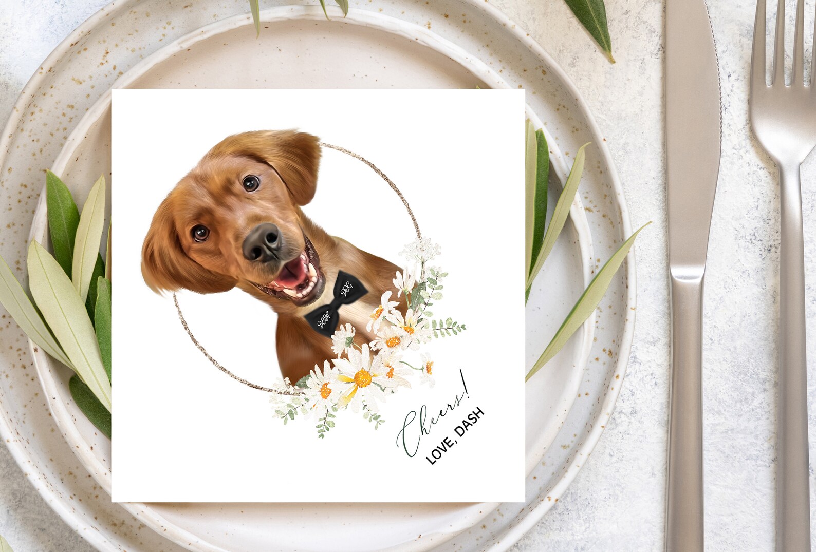 Daisies Dog Cocktail Napkins Wedding Napkins Personalized Etsy