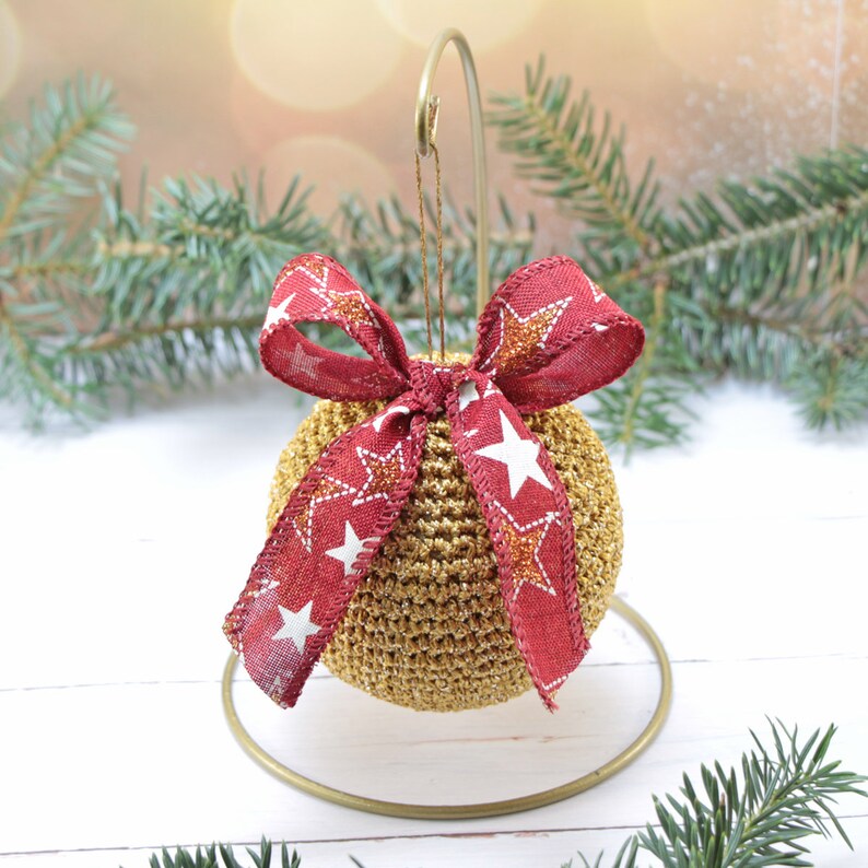 Traditional Red and Gold Christmas Ornaments Set Handmade Unique Christmas Gifts Unbreakable Tree Ornaments