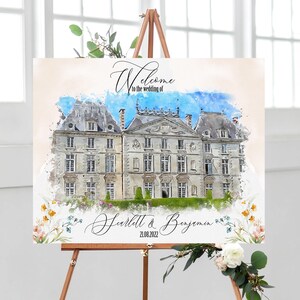 PRINTEMPS Panneau de bienvenue du lieu de mariage, dessin du lieu, illustration du lieu de mariage, imprimé sur papier toile blanc brillant image 3