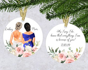 Personalized Mother of the Bride Ornament, Watercolor Roses