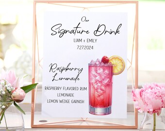 Raspberry Lemonade Sign, Editable Template, Instant Download