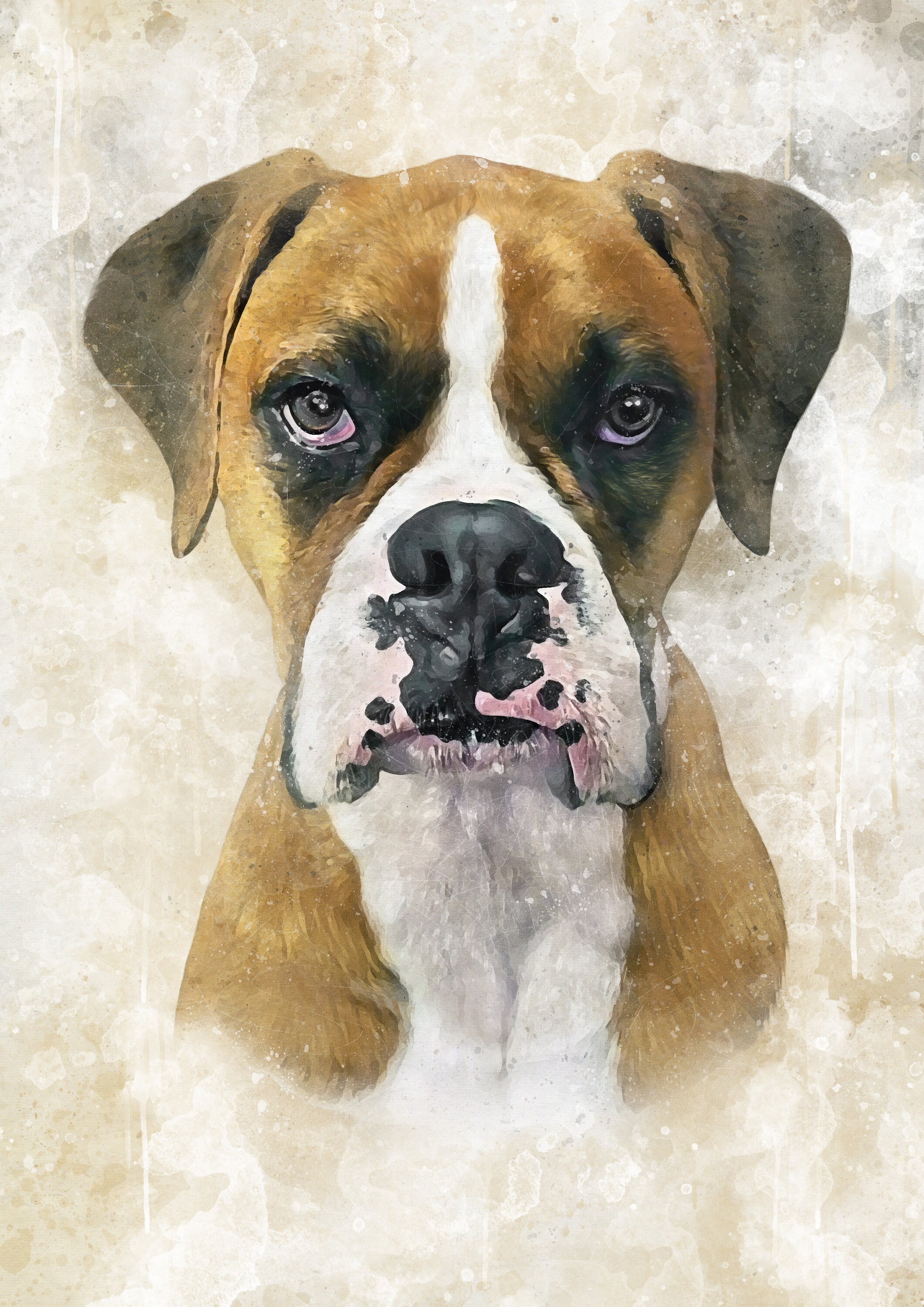 Watercolor Dog Portrait Express Delivery Worldwide Watercolor Pet Portrait Painted with Digital Brushes Unique Personalized Pet Gift